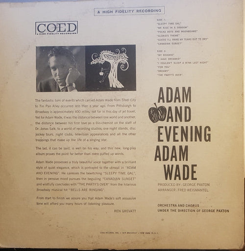 Adam Wade (2) - Adam And Evening - LP